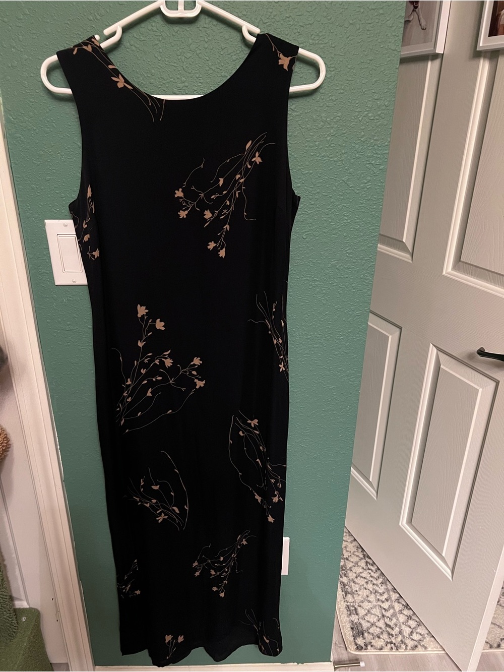 Vintage Silk Sleeveless Black Floral Formal Midi Dress - Romantic and Elegant